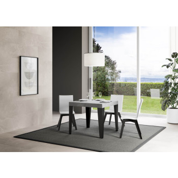 Flame Premium Tisch mit anthrazitfarbenen Beinen, D.90 - Ausziehbarer Tisch 90/246x90 cm, Flame Premium, Esche weiß, mit anthrazitfarbenen Beinen