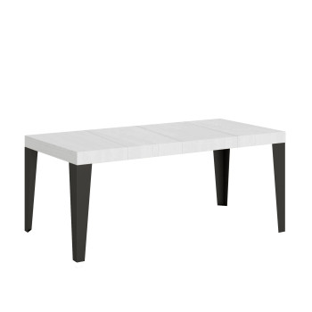 Flame Premium Tisch mit anthrazitfarbenen Beinen, D.90 - Ausziehbarer Tisch 90/246x90 cm, Flame Premium, Esche weiß, mit anthrazitfarbenen Beinen