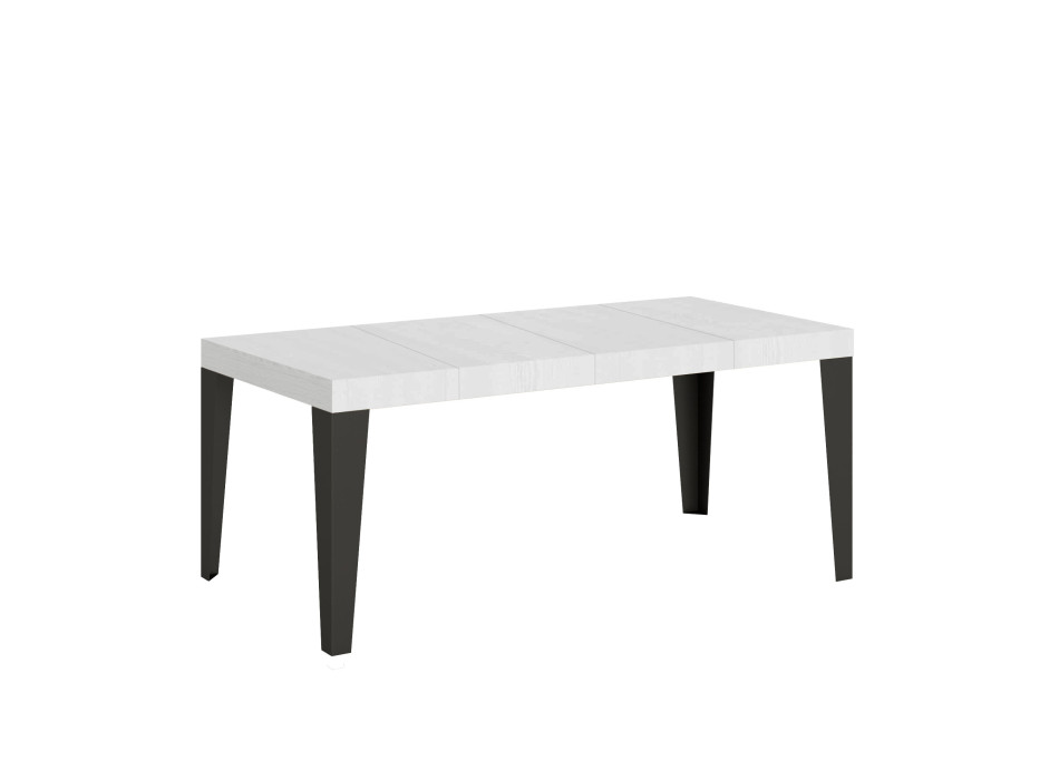 Flame Premium Tisch mit anthrazitfarbenen Beinen, D.90 - Ausziehbarer Tisch 90/246x90 cm, Flame Premium, Esche weiß, mit anthrazitfarbenen Beinen