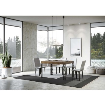 Ghibli Tisch – Ausziehtisch 90 x 140/244 cm, Ghibli Weiß-Esche Anthrazit-Gestell