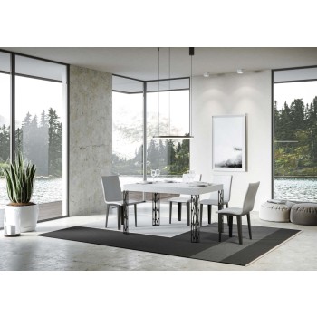 Ghibli Tisch – Ausziehtisch 90 x 140/244 cm, Ghibli Weiß-Esche Anthrazit-Gestell