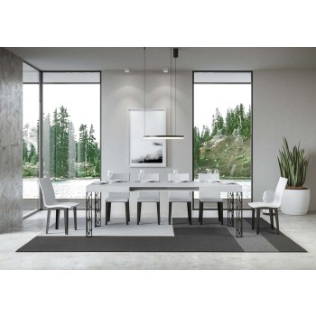 Ghibli Tisch – Ausziehtisch 90 x 140/244 cm, Ghibli Weiß-Esche Anthrazit-Gestell