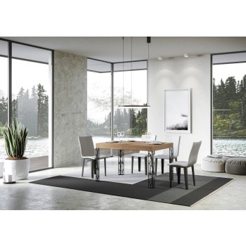 Ghibli Tisch – Ausziehtisch 90 x 140/244 cm, Ghibli Weiß-Esche Anthrazit-Gestell