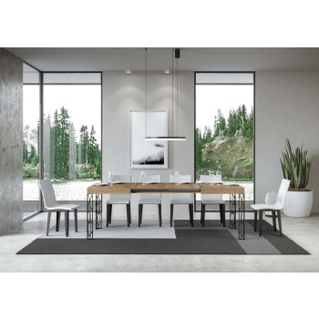 Ghibli Tisch – Ausziehtisch 90 x 140/244 cm, Ghibli Weiß-Esche Anthrazit-Gestell