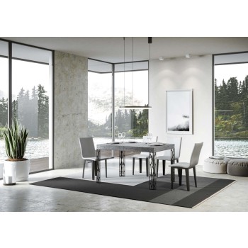 Ghibli Tisch – Ausziehtisch 90 x 140/244 cm, Ghibli Weiß-Esche Anthrazit-Gestell