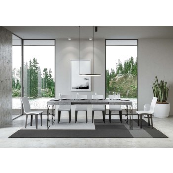 Ghibli Tisch – Ausziehtisch 90 x 140/244 cm, Ghibli Weiß-Esche Anthrazit-Gestell