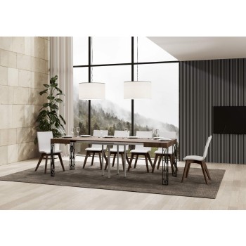 Ghibli Tisch – Ausziehtisch 90 x 90/246 cm, Ghibli Weiß-Esche Anthrazit-Gestell