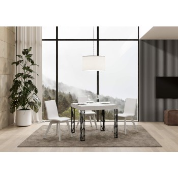 Ghibli Tisch – Ausziehtisch 90 x 90/246 cm, Ghibli Weiß-Esche Anthrazit-Gestell