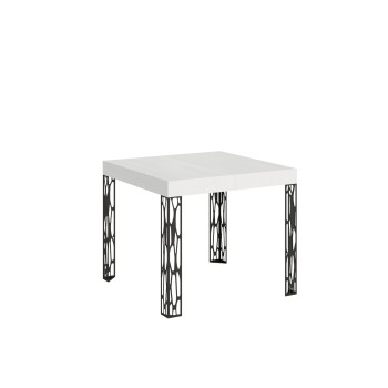 Ghibli Tisch – Ausziehtisch 90 x 90/246 cm, Ghibli Weiß-Esche Anthrazit-Gestell
