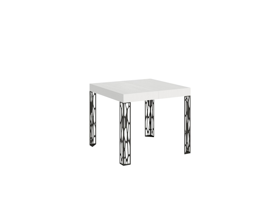 Ghibli Tisch – Ausziehtisch 90 x 90/246 cm, Ghibli Weiß-Esche Anthrazit-Gestell
