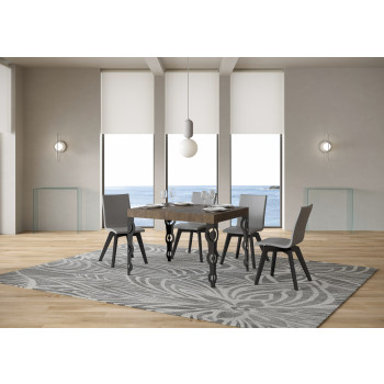 Karamay Tisch D.80 – Ausziehtisch 120/204 x 80 cm, Karamay Weißesche mit anthrazitfarbenen Beinen