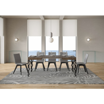 Karamay Tisch D.80 – Ausziehtisch 120/204 x 80 cm, Karamay Weißesche mit anthrazitfarbenen Beinen