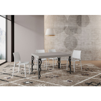 Karamay Tisch D.80 – Ausziehtisch 120/204 x 80 cm, Karamay Weißesche mit anthrazitfarbenen Beinen