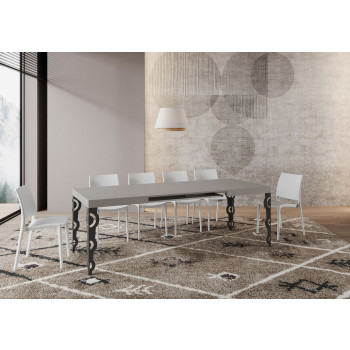 Karamay Tisch D.80 – Ausziehtisch 120/204 x 80 cm, Karamay Weißesche mit anthrazitfarbenen Beinen