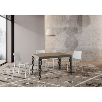 Karamay Tisch D.80 – Ausziehtisch 120/204 x 80 cm, Karamay Weißesche mit anthrazitfarbenen Beinen