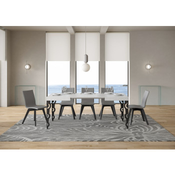 Karamay Tisch D.80 – Ausziehtisch 120/204 x 80 cm, Karamay Weißesche mit anthrazitfarbenen Beinen