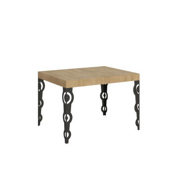 Karamay Tisch D.80 – Ausziehtisch 120/204 x 80 cm, Karamay Weißesche mit anthrazitfarbenen Beinen