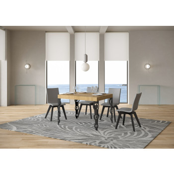 Karamay Tisch D.80 – Ausziehtisch 120/204 x 80 cm, Karamay Weißesche mit anthrazitfarbenen Beinen