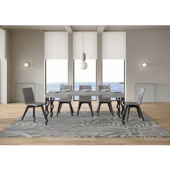 Karamay Tisch D.80 – Ausziehtisch 120/204 x 80 cm, Karamay Weißesche mit anthrazitfarbenen Beinen