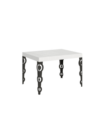 Karamay Tisch D.80 – Ausziehtisch 120/204 x 80 cm, Karamay Weißesche mit anthrazitfarbenen Beinen