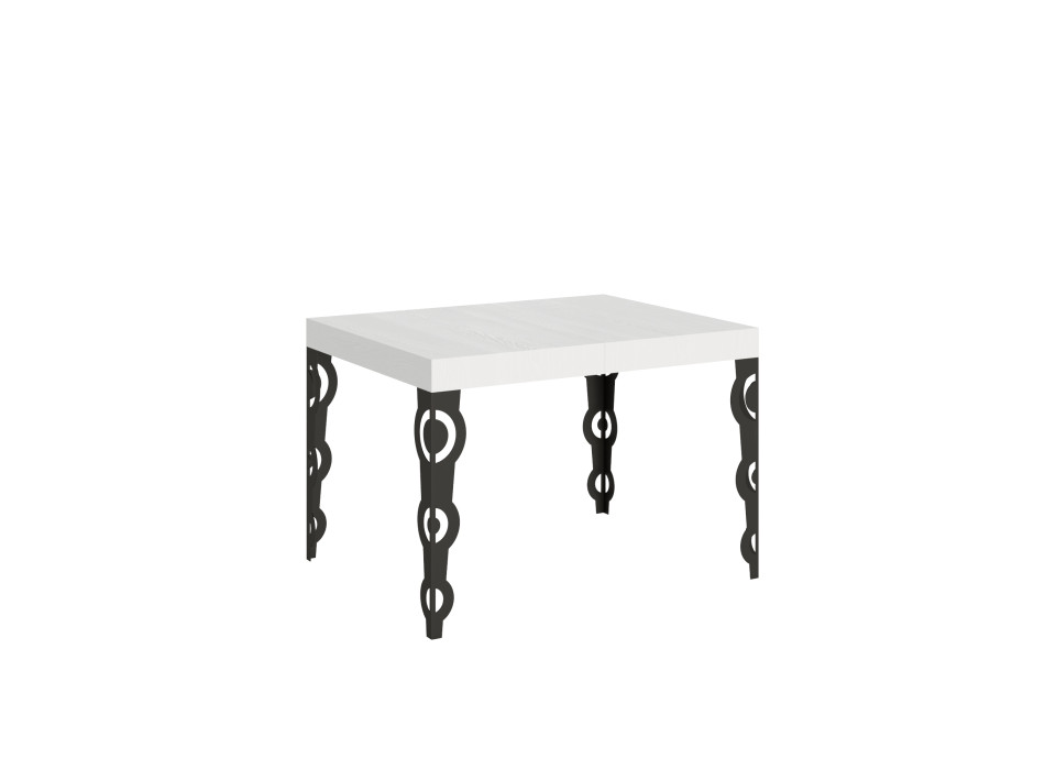 Karamay Tisch D.80 – Ausziehtisch 120/204 x 80 cm, Karamay Weißesche mit anthrazitfarbenen Beinen