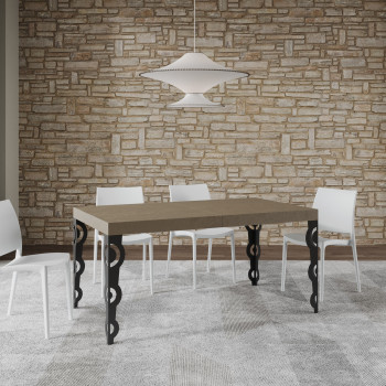 Karamay Tisch D.80 – Ausziehtisch 160/244 x 80 cm, Karamay Weißesche mit anthrazitfarbenen Beinen