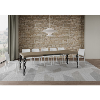Karamay Tisch D.80 – Ausziehtisch 160/244 x 80 cm, Karamay Weißesche mit anthrazitfarbenen Beinen