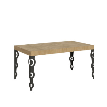 Karamay Tisch D.80 – Ausziehtisch 160/244 x 80 cm, Karamay Weißesche mit anthrazitfarbenen Beinen