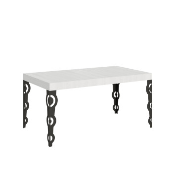 Karamay Tisch D.80 – Ausziehtisch 160/244 x 80 cm, Karamay Weißesche mit anthrazitfarbenen Beinen