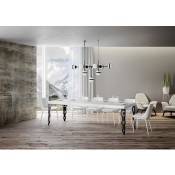 Karamay Premium Tisch mit anthrazitfarbenen Beinen D.90 - Ausziehbarer Tisch 200/304x90 cm Karamay Premium Weißesche mit anthrazitfarbenen Beinen