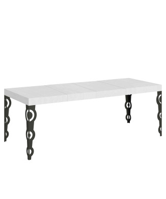 Karamay Premium Tisch mit anthrazitfarbenen Beinen D.90 - Ausziehbarer Tisch 200/304x90 cm Karamay Premium Weißesche mit anthrazitfarbenen Beinen