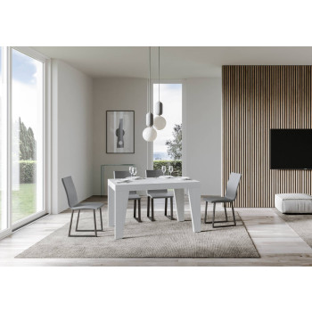 Naxy Tisch D.90 – Ausziehtisch 120/380 x 90 cm, Naxy Esche weiß