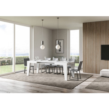 Naxy Tisch D.90 – Ausziehtisch 120/380 x 90 cm, Naxy Esche weiß