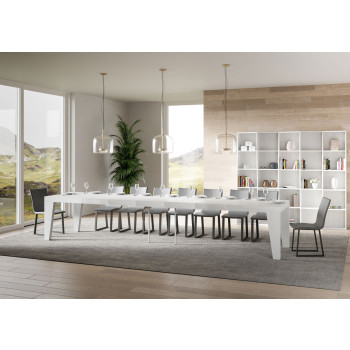 Naxy Premium Tisch D.90 – Ausziehtisch 140/400 x 90 cm, Naxy Premium Esche weiß