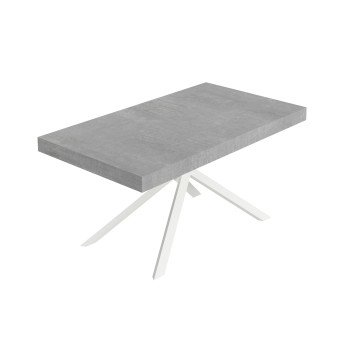 Niket-Tisch mit weißen Beinen und 2 Verlängerungsplatten, Durchmesser 80 cm – Ausziehbarer Tisch 80 x 160/244 cm, Niket, Esche weiß, mit weißen Beinen