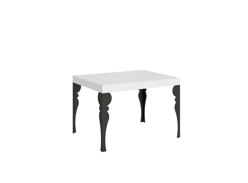 Paxon Tisch mit anthrazitfarbenen Beinen D.80 - Ausziehtisch 120/204x80 cm Paxon Esche weiß mit anthrazitfarbenen Beinen