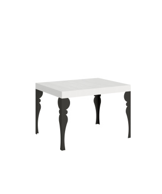 Paxon Tisch mit anthrazitfarbenen Beinen D.90 - Ausziehtisch 110/194x70 cm Paxon Esche weiß mit anthrazitfarbenen Beinen