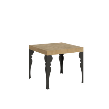 Paxon Tisch mit anthrazitfarbenen Beinen D.90 - Ausziehbarer Tisch 90/246x90 cm Paxon Esche weiß mit anthrazitfarbenen Beinen