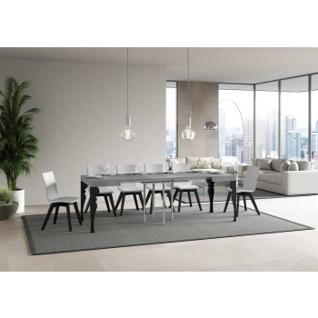 Paxon Tisch mit anthrazitfarbenen Beinen D.90 - Ausziehbarer Tisch 90/246x90 cm Paxon Esche weiß mit anthrazitfarbenen Beinen
