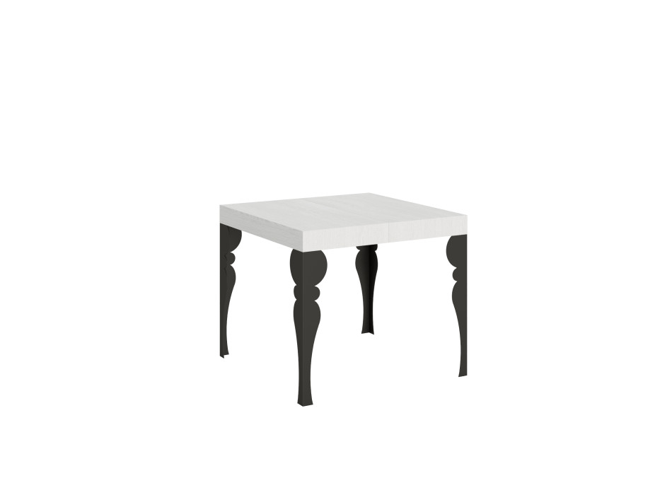 Paxon Tisch mit anthrazitfarbenen Beinen D.90 - Ausziehbarer Tisch 90/246x90 cm Paxon Esche weiß mit anthrazitfarbenen Beinen