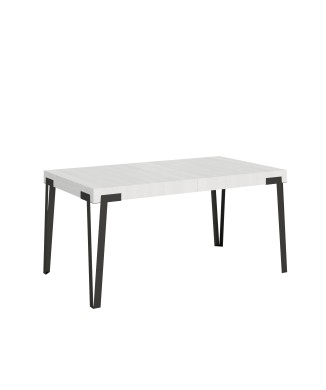 Rio Tisch – Ausziehtisch 90 x 160/264 cm, Rio Weiß-Esche Anthrazit-Gestell