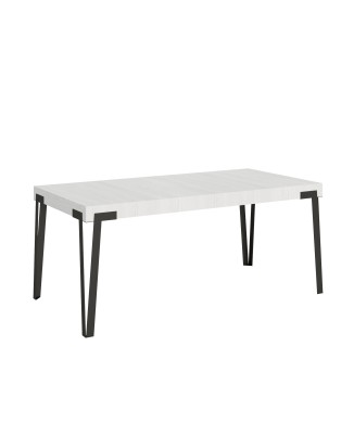 Rio Tisch – Ausziehtisch 90 x 180/284 cm, Rio Weiß-Esche Anthrazit-Gestell