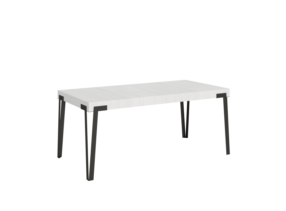 Rio Tisch – Ausziehtisch 90 x 180/284 cm, Rio Weiß-Esche Anthrazit-Gestell