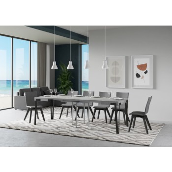 Rio Tisch – Ausziehtisch 90 x 90/246 cm Rio, Gestell aus weißer Esche, Anthrazit