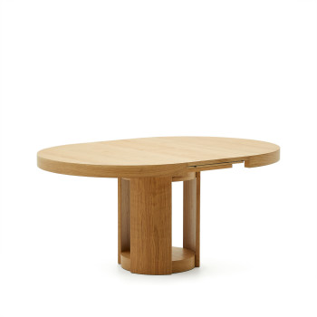 Ausziehbarer runder Tisch Artis aus Massivholz und Eichenfurnier, FSC 100 %, 120 (170) x 80 cm