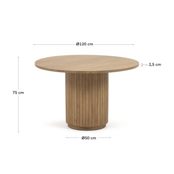 Runder Tisch Licia aus massivem Mangoholz mit natürlicher Oberfläche, Ø 120 cm