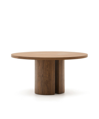 Runder Tisch „Nealy“ mit Walnussfurnier und dunkler Lackierung, Ø 150 cm