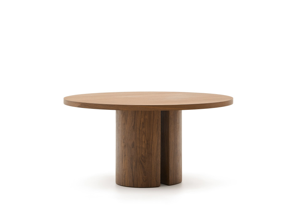 Runder Tisch „Nealy“ mit Walnussfurnier und dunkler Lackierung, Ø 150 cm