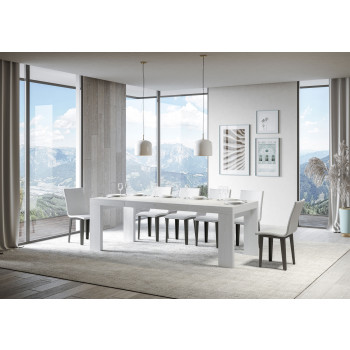 Roxell Premium Tisch D.90 – Ausziehtisch 140/400 x 90 cm, Roxell Premium Weiß-Esche
