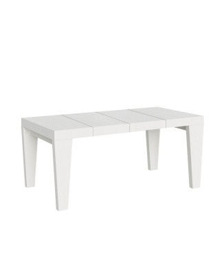 Spimbo Premium Tisch D.90 – Ausziehtisch 120/224 x 90 cm, Spimbo Premium Weiß-Esche